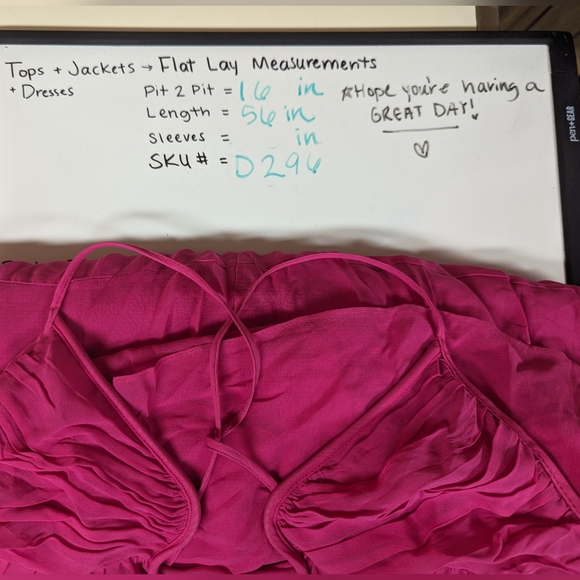 ZARA sz XS LIMITED Fuchsia Pink Voluminous Chiffon Maxi Cutout Open Back Dress - Picture 16 of 16